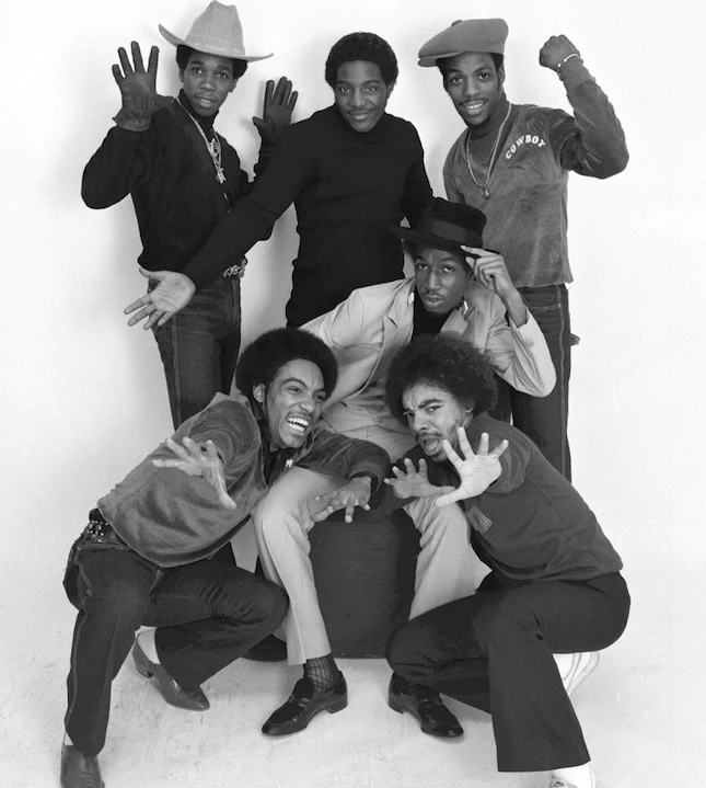Grandmaster Flash and the Furious Five, promotional group photo, circa 1982.